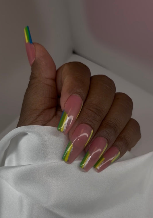 Citrus Edge | Medium Coffin Press On Nails