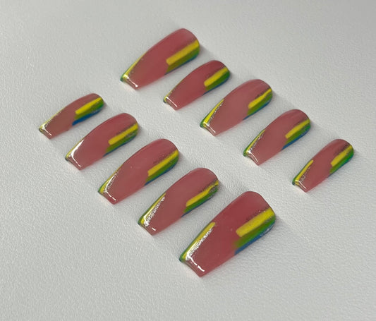 Citrus Edge | Medium Coffin Press On Nails