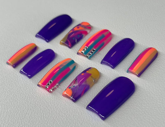 Sunset Rush  | Medium Square Press On Nails
