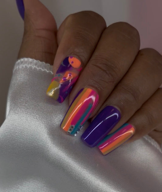Sunset Rush  | Medium Square Press On Nails