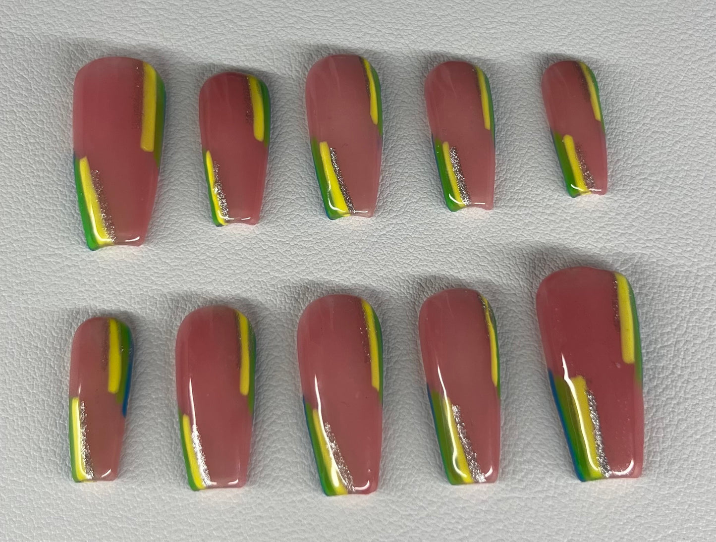 Citrus Edge  | Medium Coffin Press On Nails