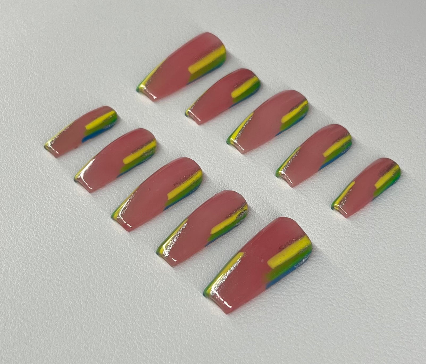 Citrus Edge  | Medium Coffin Press On Nails