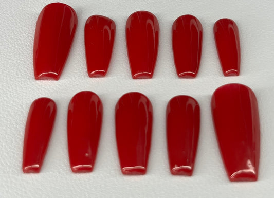 Scarlet Siren | Long Coffin Press On Nails
