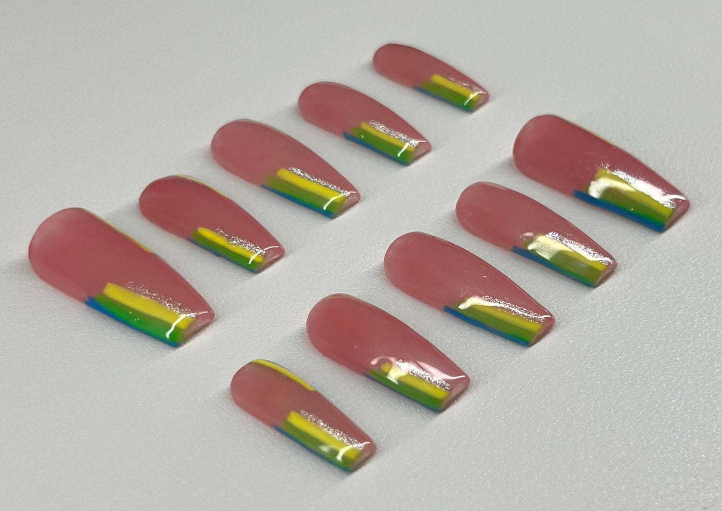Citrus Edge  | Medium Coffin Press On Nails