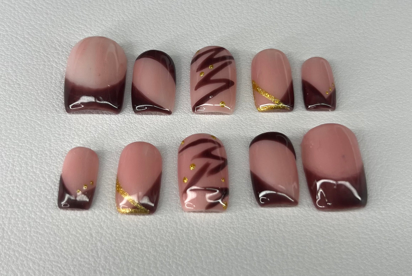 Mocha Swirl | Short Square Press On Nails